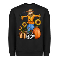 Black pumpkin sunflower fall scarecrow Heavyweight Sweatshirt - RanaPortraitStore