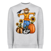 Heather Grey pumpkin sunflower fall scarecrow Heavyweight Sweatshirt - RanaPortraitStore
