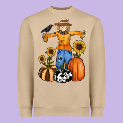 Pumpkin Sunflower Fall Scarecrow Heavyweight Sweatshirt Designed By Ranaportraitstore