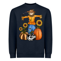 Navy pumpkin sunflower fall scarecrow Heavyweight Sweatshirt - RanaPortraitStore
