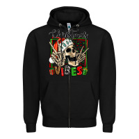 Black christmas vibes skeleton Zipper Hoodie - Jasminsmagicworld