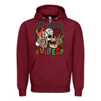 Burgundy christmas vibes skeleton Zipper Hoodie - Jasminsmagicworld