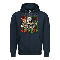 Navy christmas vibes skeleton Zipper Hoodie - Jasminsmagicworld