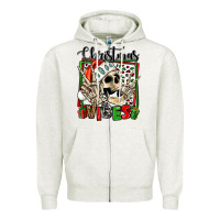 Oatmeal Heather christmas vibes skeleton Zipper Hoodie - Jasminsmagicworld