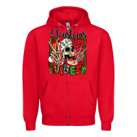Red christmas vibes skeleton Zipper Hoodie - Jasminsmagicworld