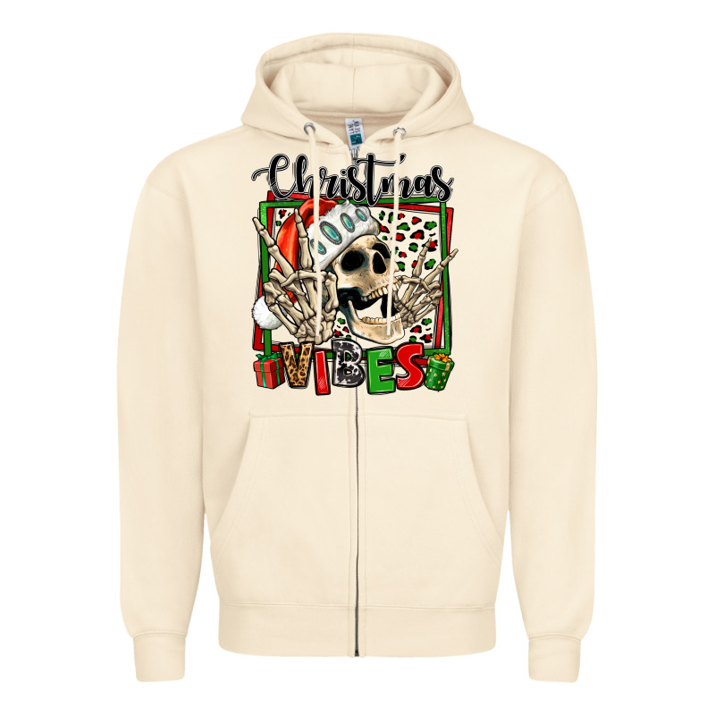 Christmas Vibes Skeleton Zipper Hoodie by Jasminsmagicworld | Teevron