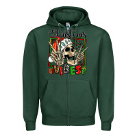 Sports Green christmas vibes skeleton Zipper Hoodie - Jasminsmagicworld