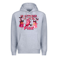 Heather Grey in october we wear pink Premium Hoodie - LillyAllenDesigns