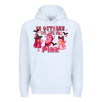 White in october we wear pink Premium Hoodie - LillyAllenDesigns
