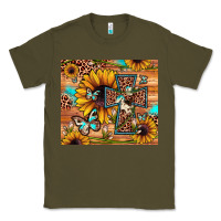 Army Green cross sunflower butterfly Classic Tee - JahusDesignShop