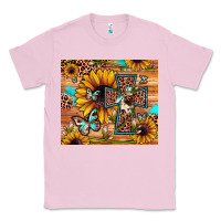 Bubblegum Pink cross sunflower butterfly Classic Tee - JahusDesignShop
