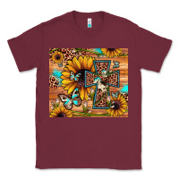 Burgundy cross sunflower butterfly Classic Tee - JahusDesignShop