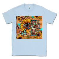 Dusty Blue cross sunflower butterfly Classic Tee - JahusDesignShop