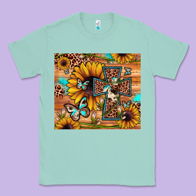 Cross Sunflower Butterfly Classic Tee Designed By Jahusdesignshop