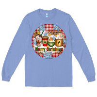 Colony Blue Merry Christmas Coffee Cups Long Sleeve Tee - Artiststas