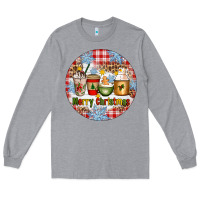 Heather Grey Merry Christmas Coffee Cups Long Sleeve Tee - Artiststas