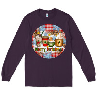 Plum Merry Christmas Coffee Cups Long Sleeve Tee - Artiststas