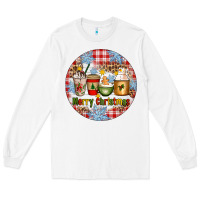 White Merry Christmas Coffee Cups Long Sleeve Tee - Artiststas
