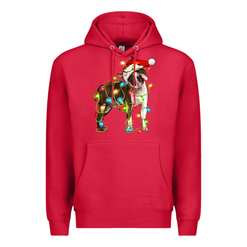 Christmas Chocolate Boston Terrier Premium Hoodie by LillyAllenDesigns | Teevron
