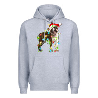 Heather Grey christmas chocolate boston terrier Premium Hoodie - LillyAllenDesigns