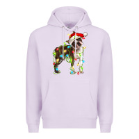 Lilac christmas chocolate boston terrier Premium Hoodie - LillyAllenDesigns
