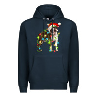 Navy christmas chocolate boston terrier Premium Hoodie - LillyAllenDesigns