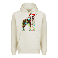 Oatmeal Heather christmas chocolate boston terrier Premium Hoodie - LillyAllenDesigns