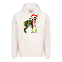 Pale Pink christmas chocolate boston terrier Premium Hoodie - LillyAllenDesigns