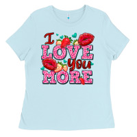 Baby Blue i love you more with lips and strawberry Ladies Tee - AdoDesignShop