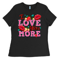 Black i love you more with lips and strawberry Ladies Tee - AdoDesignShop