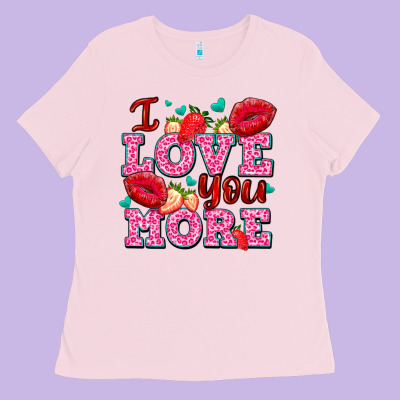 I Love You More With Lips And Strawberry Ladies Tee Designed By Adodesignshop