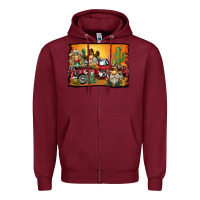Burgundy western truck cowboy gnome background Zipper Hoodie - BarkalooDesign