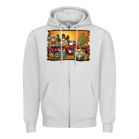 Dove Grey western truck cowboy gnome background Zipper Hoodie - BarkalooDesign