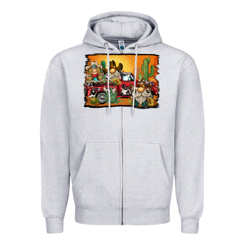Western Truck Cowboy Gnome Background Zipper Hoodie by BarkalooDesign | Teevron