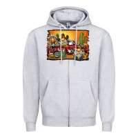 Heather Grey western truck cowboy gnome background Zipper Hoodie - BarkalooDesign