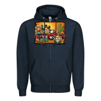 Navy western truck cowboy gnome background Zipper Hoodie - BarkalooDesign