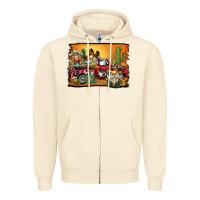 Sandshell western truck cowboy gnome background Zipper Hoodie - BarkalooDesign