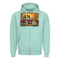 Seafoam western truck cowboy gnome background Zipper Hoodie - BarkalooDesign