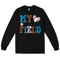 Black my heart is on that field baseball Long Sleeve Tee - AdoDesignShop