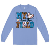 Colony Blue my heart is on that field baseball Long Sleeve Tee - AdoDesignShop