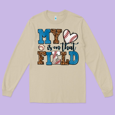 My Heart Is On That Field Baseball Long Sleeve Tee Designed By Adodesignshop