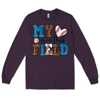 Plum my heart is on that field baseball Long Sleeve Tee - AdoDesignShop