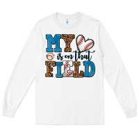 White my heart is on that field baseball Long Sleeve Tee - AdoDesignShop