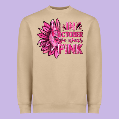 In October We Wear Pink Sunflower Heavyweight Sweatshirt Designed By Texasbilliewilder