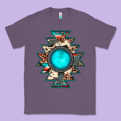 Aztec Leopard Turquoise Gemstone Classic Tee Designed By Jahusdesignshop