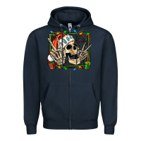 Navy Christmas happy skeleton Zipper Hoodie - Jasminsmagicworld