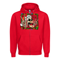 Red Christmas happy skeleton Zipper Hoodie - Jasminsmagicworld
