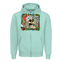 Seafoam Christmas happy skeleton Zipper Hoodie - Jasminsmagicworld