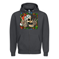 Smoke Christmas happy skeleton Zipper Hoodie - Jasminsmagicworld