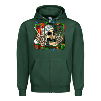 Sports Green Christmas happy skeleton Zipper Hoodie - Jasminsmagicworld